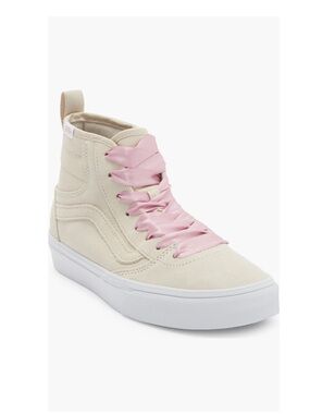 Vans Ashwood High Top Sneakers Oatmeal Color Upper & Pink Satin Laces Women’s 10